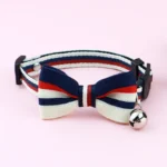British-style striped bow tie with bells and cat collar, pet anti-asphyxiation collar, pet wedding bow, essential for daily fash - Image 4