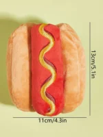 1pc Hot Dog Design Pet Grinding Teeth Squeaky Plush Toy, Durable Chew Toy For Dog Interactive Supply - Image 5